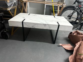 Modern Coffee Table with Marble-Look Top