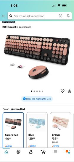  Full Size Keyboard With Mouse Combo Includes AA Battery ,  Retro Color 