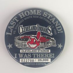 1993 Cleveland Indians Last Home Stand Pin LE #22798/25000 Vs Chicago White Sox