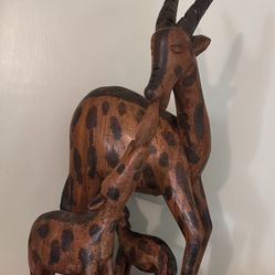 Antique Antler Family Carved With Wood 