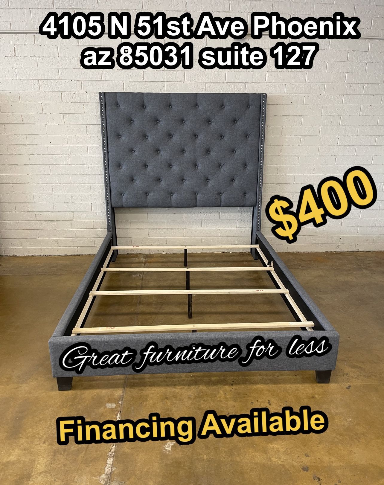 Queen Size Bed Frame Grey Brand New