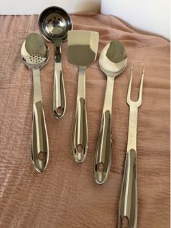 All-Clad Precision Stainless-Steel Utensils with Utensil Holder, Set of 6