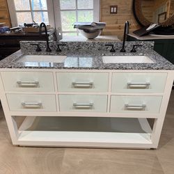 🏡 55.5” Double Sink Bathroom Vanity – Quartz Top – Modern Farmhouse Style