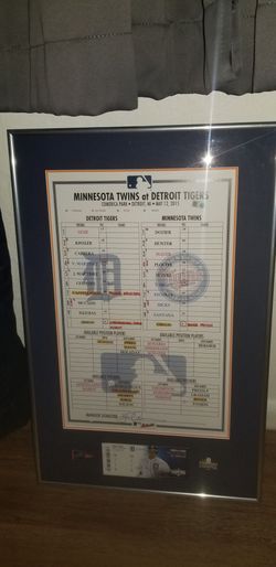 Framed MLB Game-Used Lineup Card May 12 2015