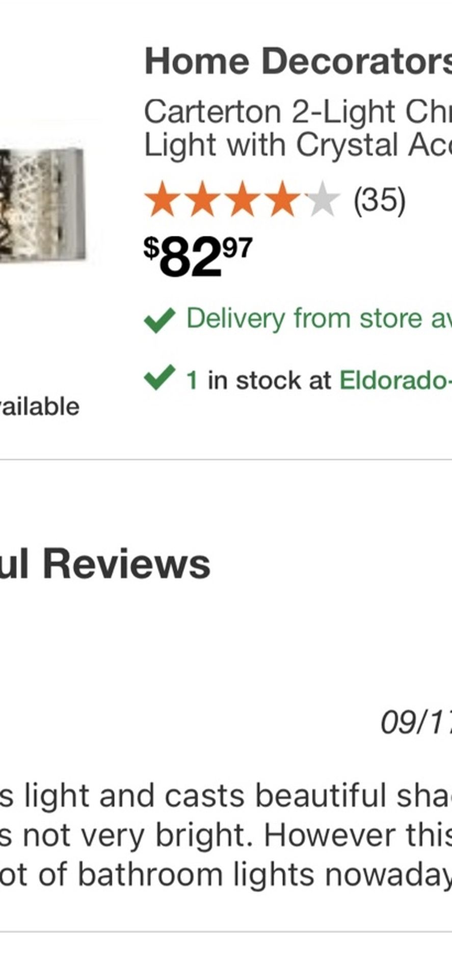 Home Decorators Collection Carterton 2-Light Chrome Vanity Light with Crystal Accents