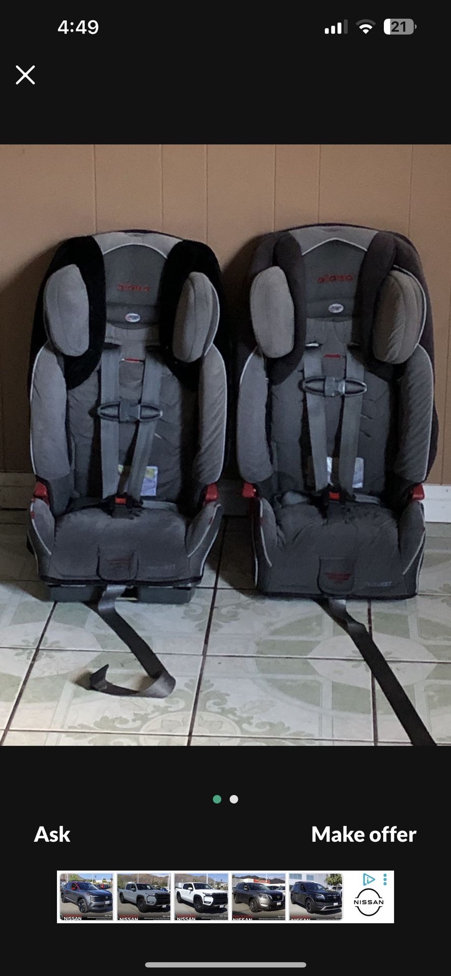 TWO DIONO RADIANT CONVERTIBLE CAR SEATS 3 IN 1