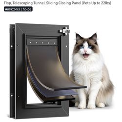 Small Black Aluminum Pet Door 3 Flaps Insulated Lockable