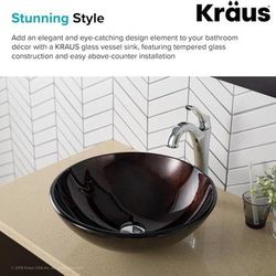 Brand new Kraus GV-684 Pluto Glass Vessel Bathroom Sink , Brown