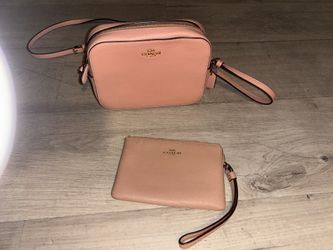 Coach Pink Crossbody Bag + Wristlet