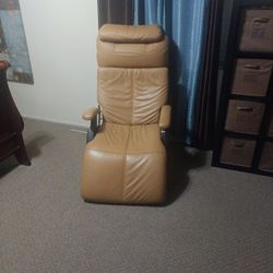 Real Tan Leather Recliner Chair 