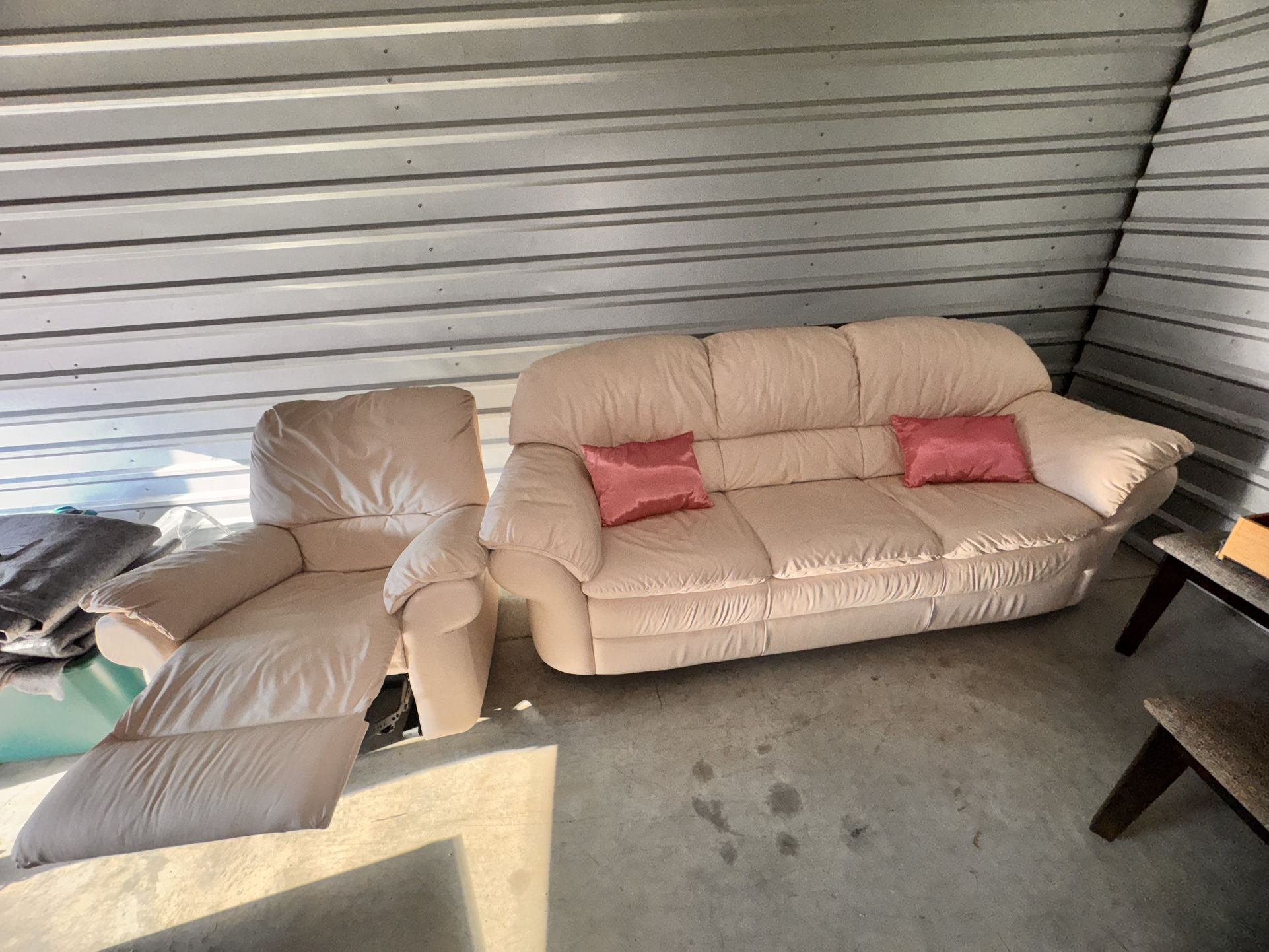 Genuine Italian Leather Sofa and Recliner Rocker Chair