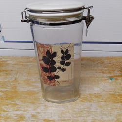 Glass Canister With Ceramic Locking Lid  11.5 in X 5 in