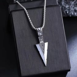 Jewelry Punk Arrow Silver Tone Necklace