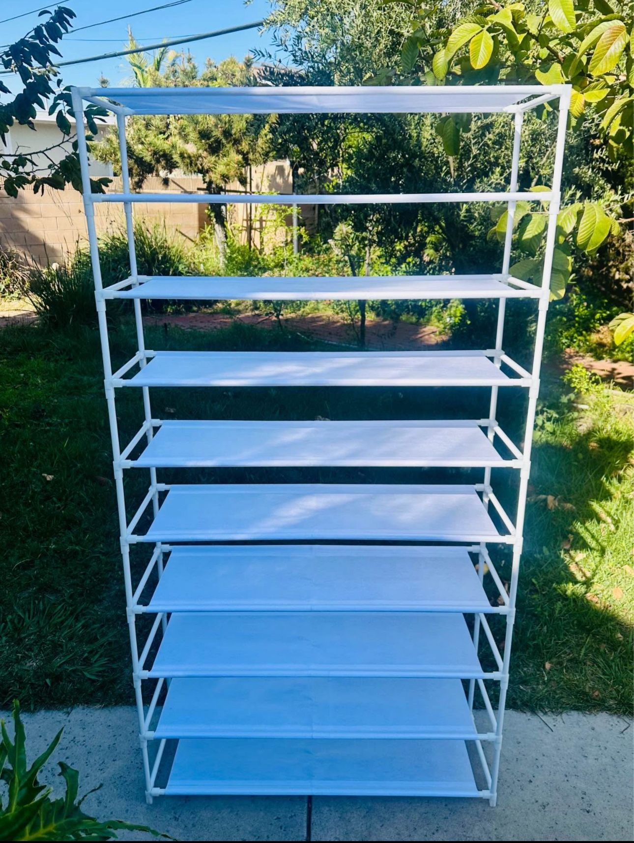 10 Tier Shoes Clothing Rack Shelves Closet Organizer Lightweight Size Length 33", Width 12", Height 62" New Condition Assembled