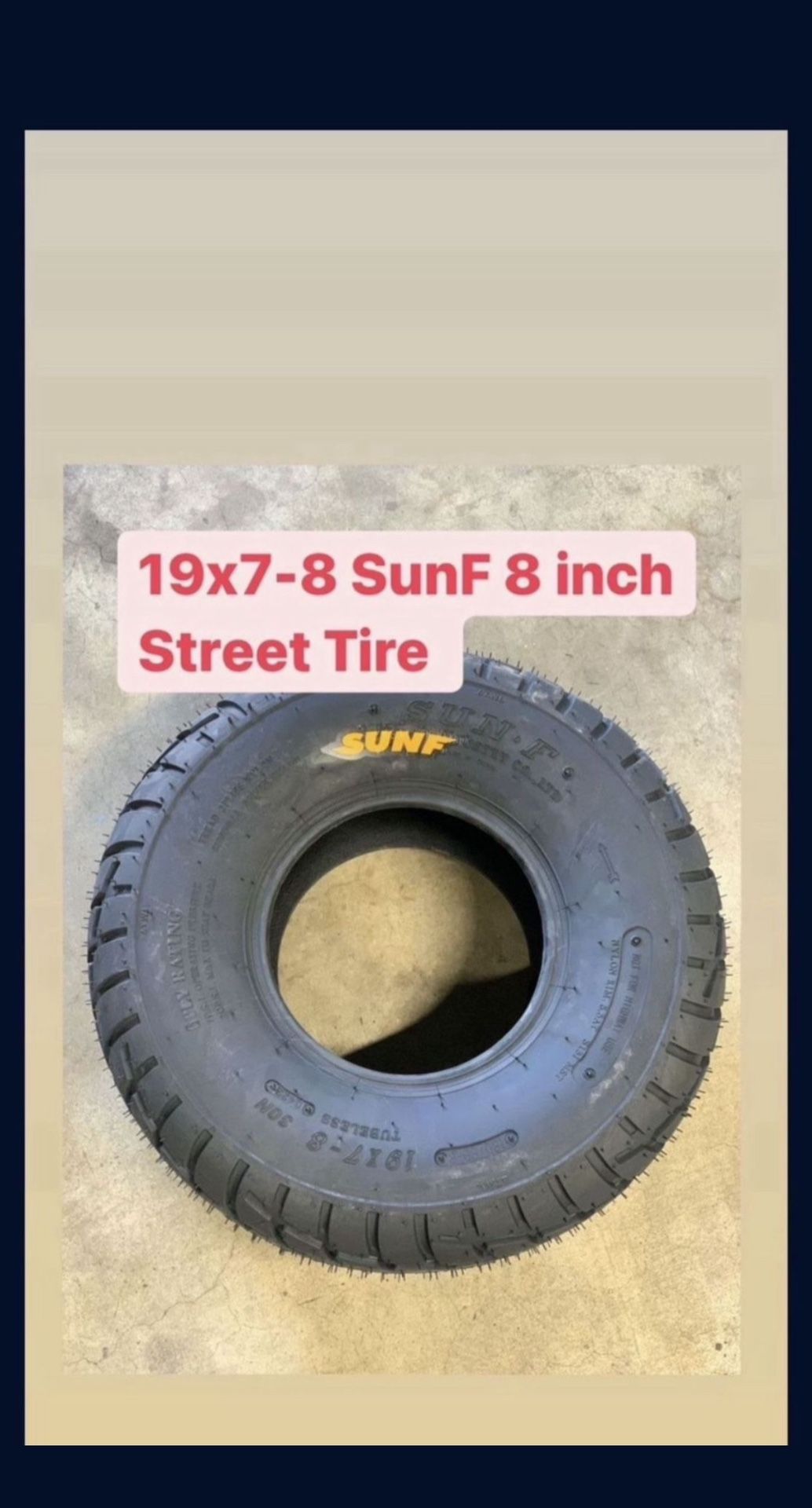 NEW SunF Street Tires 19x7-8 8 inch Tires Coleman CT200UEX CT200U BT200X Hawg Ty Baja Warrior Go Kart Go Cart