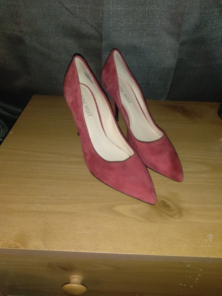 Women's "Nine West" Red Suede Stelletos