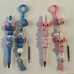 Stitch Gift Beaded  Pens And Matching Keychains 