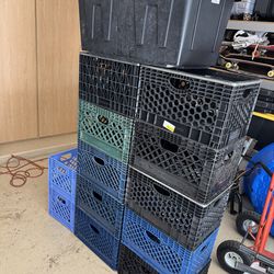 Milk crates and tote