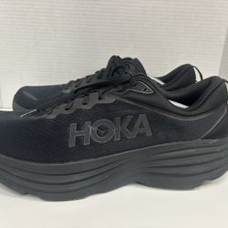 Hoka One One Bondi 8 Running Shoes Men’s Size 14D Triple Black  Cushion Comfort