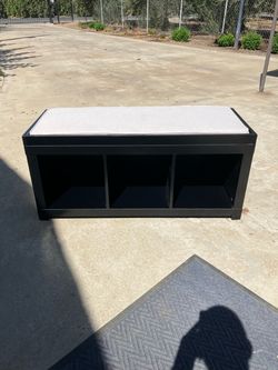 Black Storage Bench with Cushion