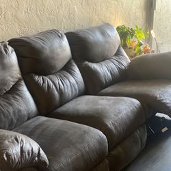 Brown Suede Reclining Couch