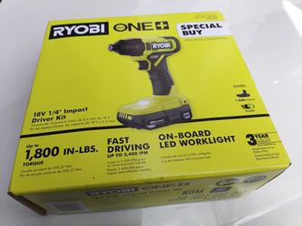 New in box- Ryobi 1/4" Impact, battery and charger