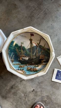 Decorative Collector Plate with Ship Scene