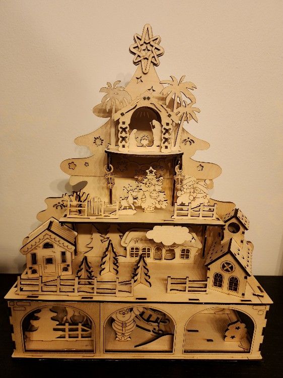 Custome Made 3D Wooden Light Up Christmas Scenes.