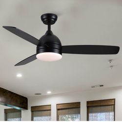 Geelife Smart 48 in. Integrated Lighted Black Ceiling Fan with Remote Control and Plywood Blades