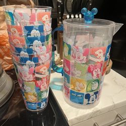 Old Disney Pitcher & Glasses