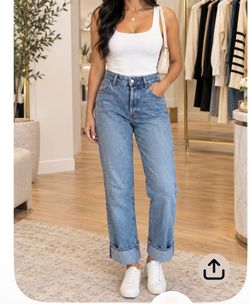 waisted blue denim jeans with a relaxed fit #highwaisted #relaxed size 12 used