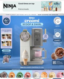 Ninja CREAMi® Scoop & Swirl™ Soft Serve Ice Cream Machine in gray and gold
