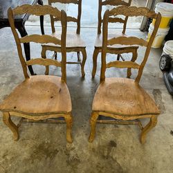 4 Country French pine chairs.