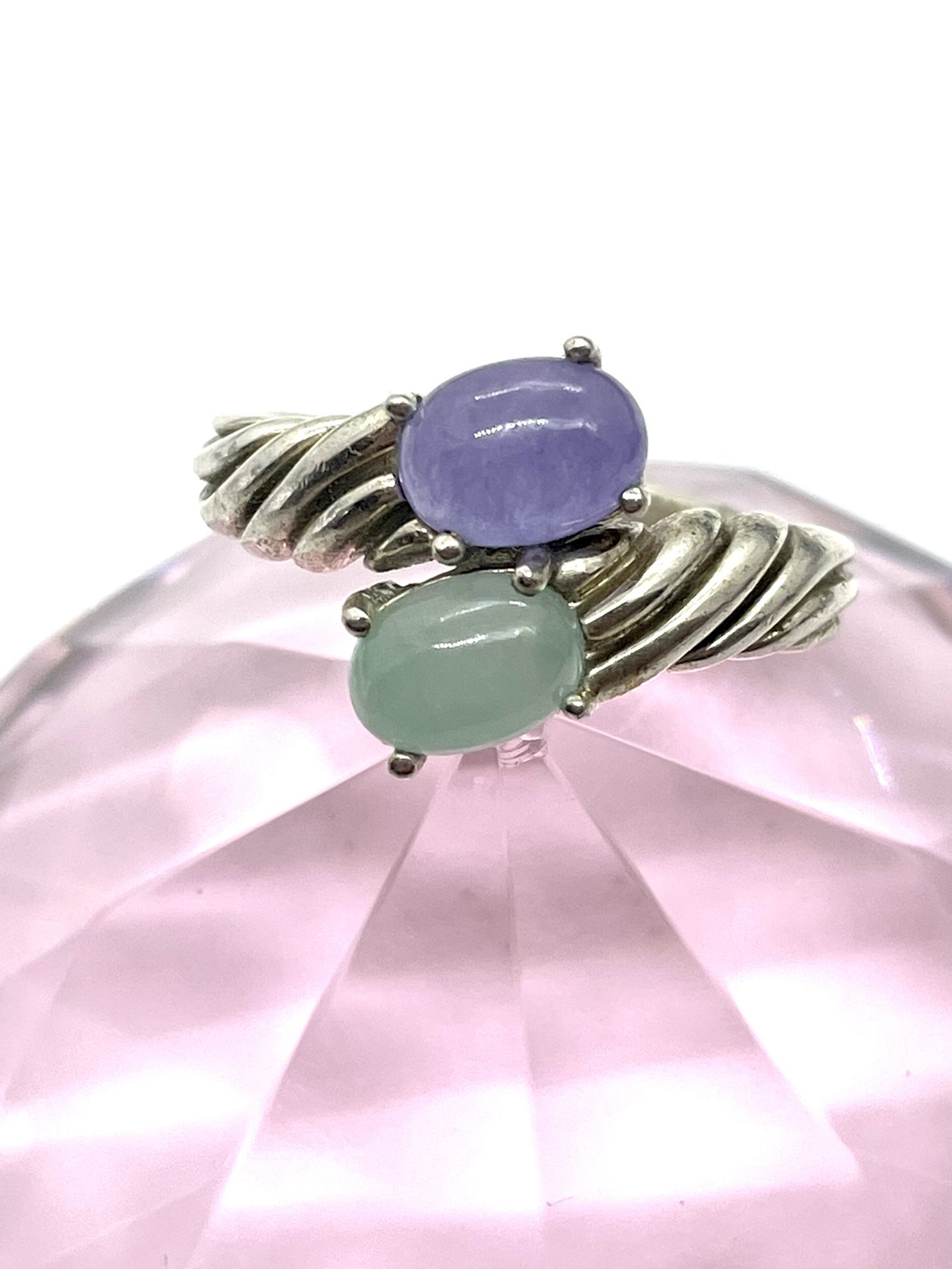 Sterling Jade Ring Sz 10