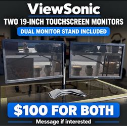 Duel 19” inch Touchscreen ViewSonic Monitors with Stand