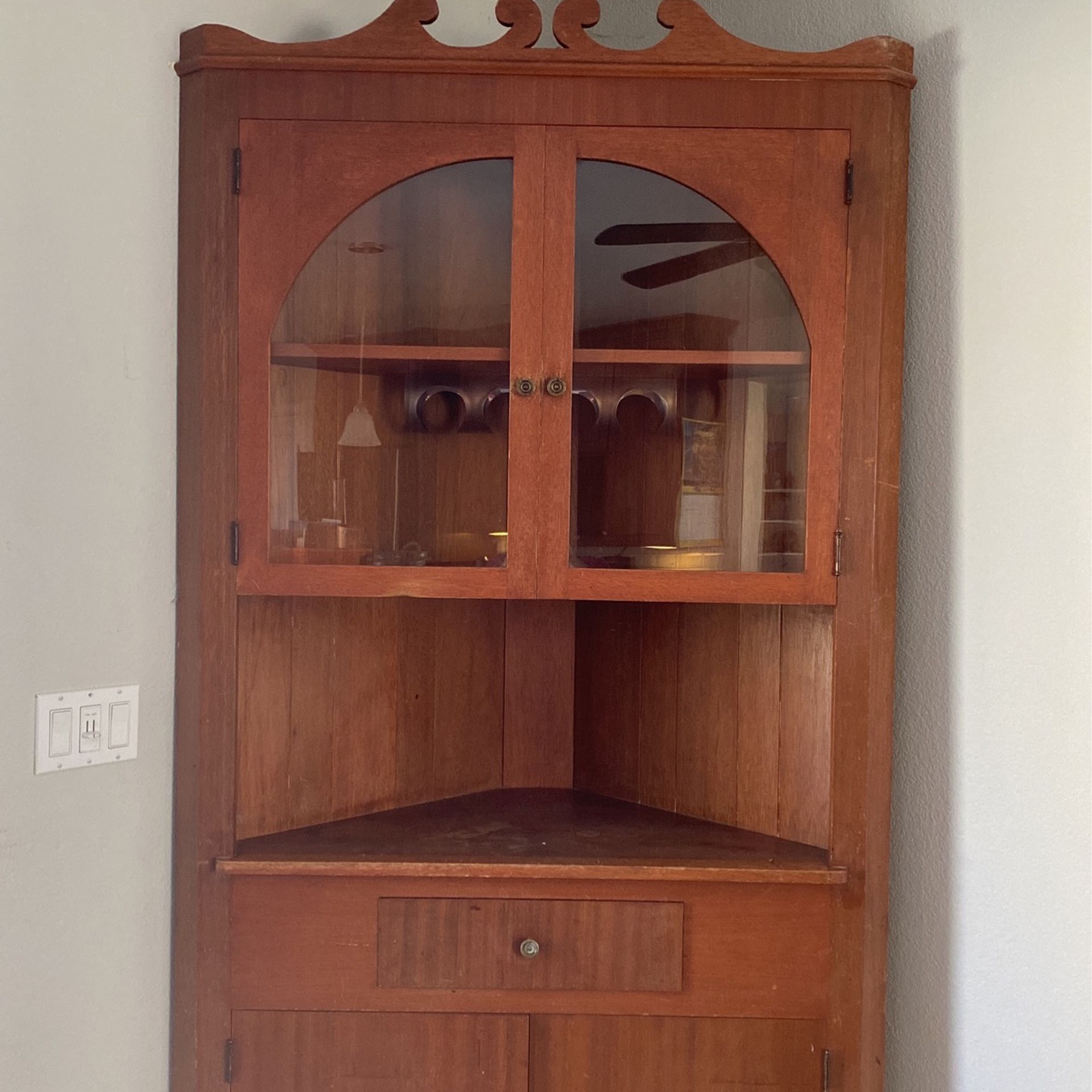Vintage Corner Cabinet China, Curio, Kitchen