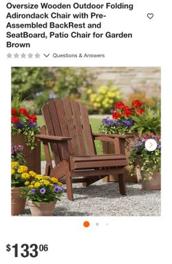 Wooden Folding Adirondack Patio Chair Brown