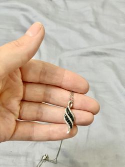 Black And White Diamond Swirl Pendant in Sterling Silver