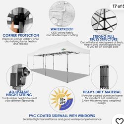 10'x30' Pop Up Canopy Heavy Duty Waterproof UPF 50+ Tent