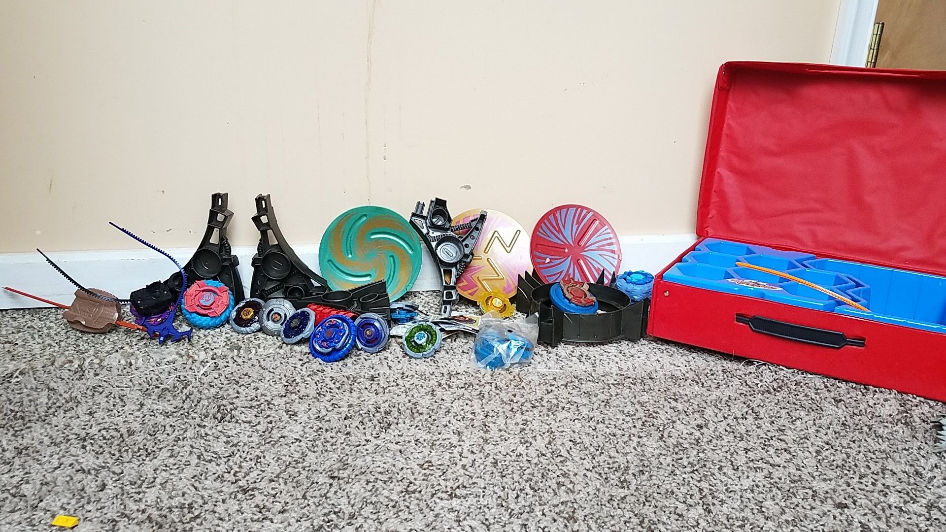 Beyblades and arena sets