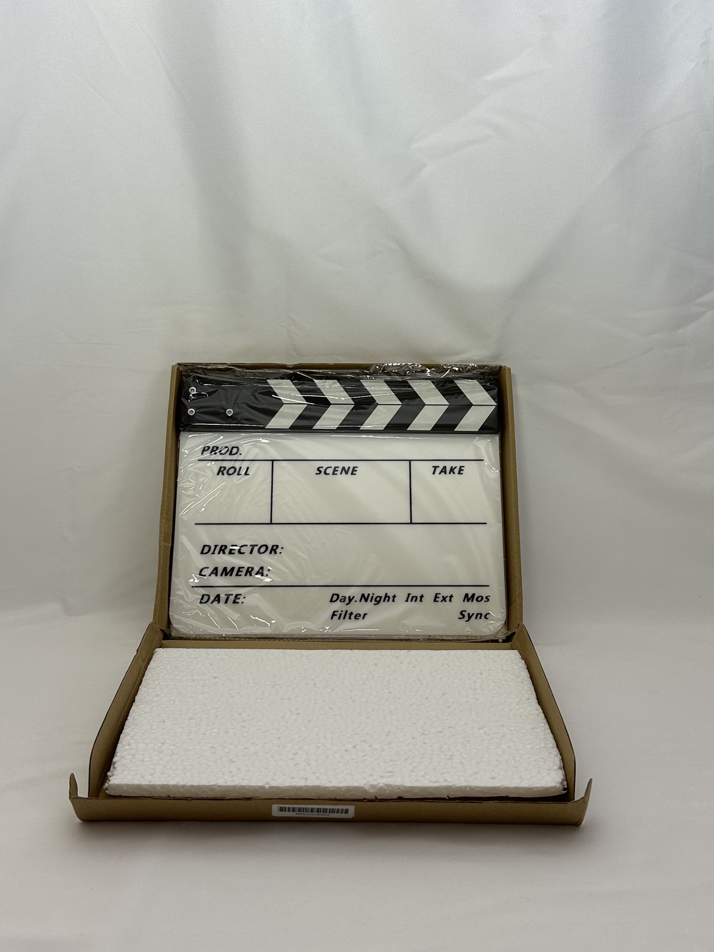 Professional Black & White Acrylic Clapper Board Slate - New