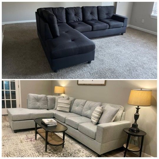 Brand New Grey/Black Fabric L Shape Sectional Sofa | Pay After Delivery 🚚