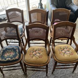 Antique Stitched Cane Chairs 