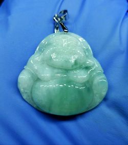 Burmese icy type A jadeite jade pendant lucky happy Buddha.