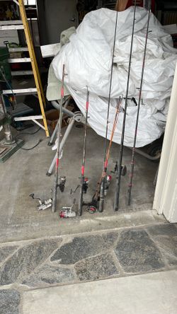 5 poles with reels and 3 extra reels