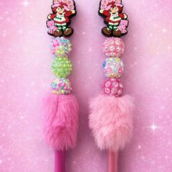 Homemade Strawberry Shortcake Beaded Pen Pink Bling Fluffy