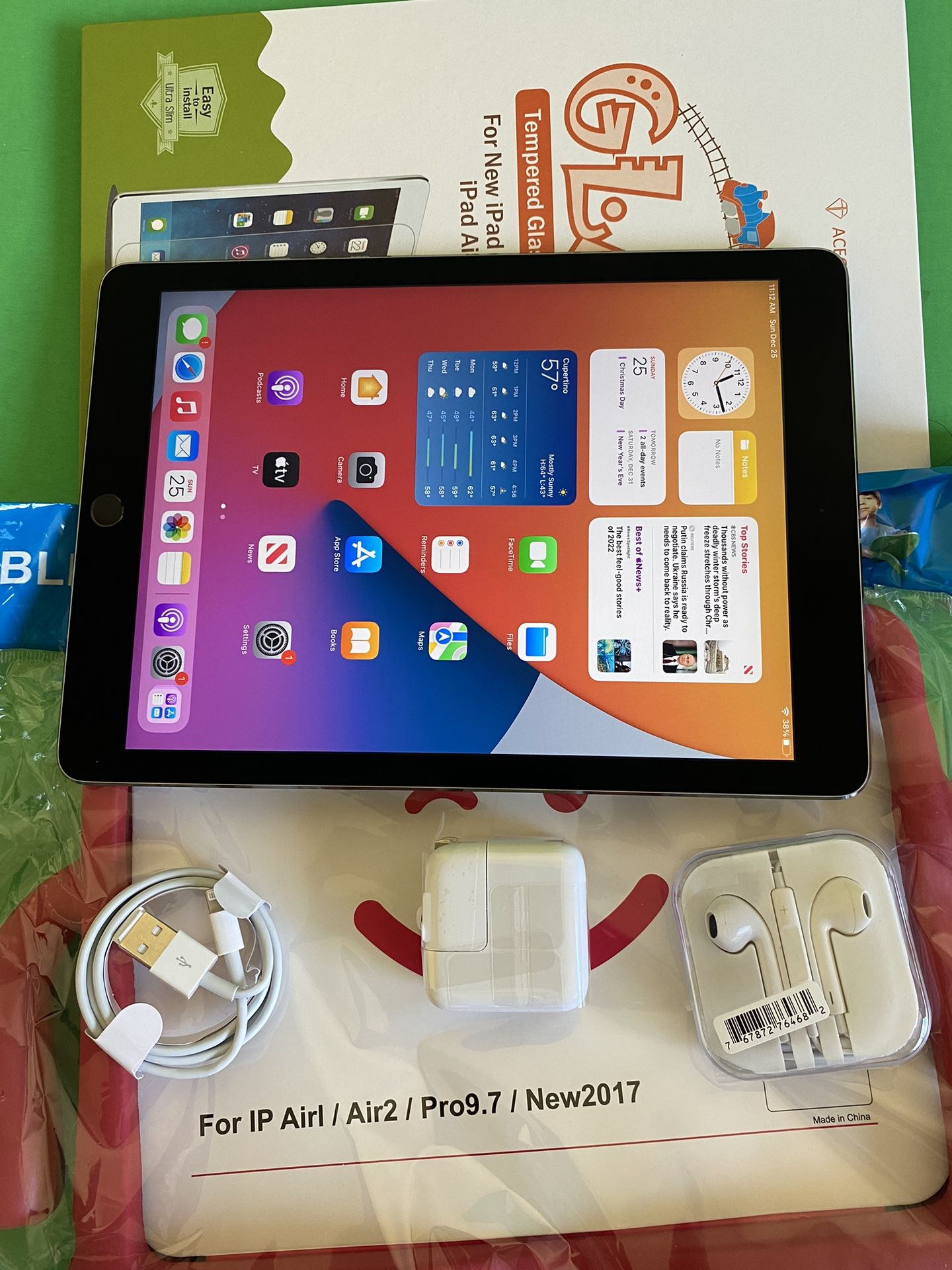 64GB 32GB 16GB Apple IPad Air Retina Touch ID iOS 15) with  kids case, glass Accessories (Thinnest ipad ever)