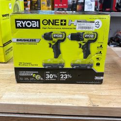RYOBI PSBCK01K ONE+ HP 18V Brushless Cordless Compact 1/2 in. Drill and Impact Driver Kit with (2) 1.5 Ah Batteries, Charger and Bag