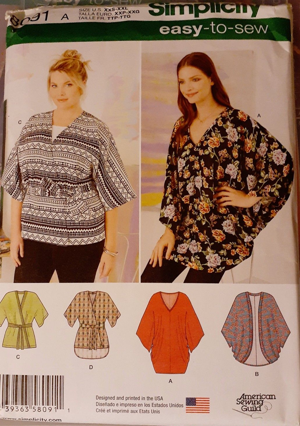 Simplicity 8419 Kimono Top Sewing Pattern