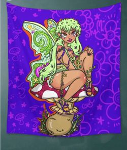 Mushroom Fairy Tapestry 
